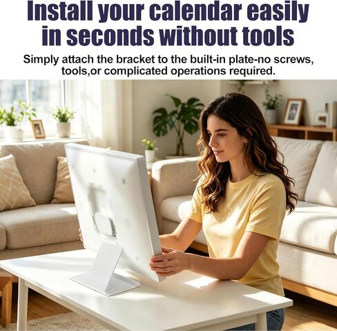 Adjustable Desktop Stand, White Detachable Desk Mount Holder with Baffle Stable Frame Base Replacement for Skylight Calendar Max 27in in Saudi Arabia