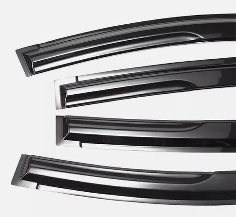واقيات المطر منحرفة للنوافذ متوافقة مع 2014-2018 Toyota Corolla JDM، 2014 2015 2016 2017 2018، أقنعة نافذة بنمط موجين خارج القناة - 4 قطع، أسود ولامع in Kuwait