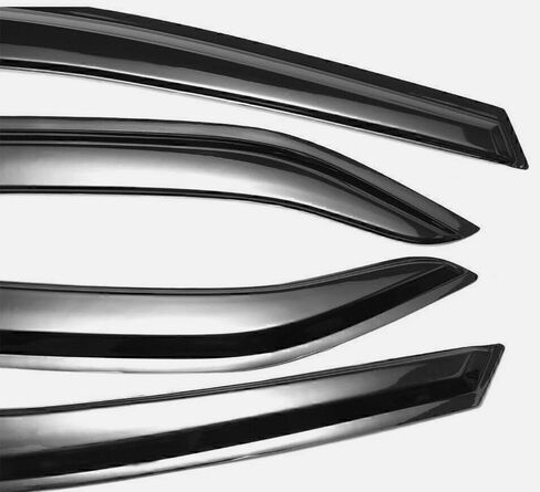 واقيات المطر منحرفة للنوافذ متوافقة مع 2014-2018 Toyota Corolla JDM، 2014 2015 2016 2017 2018، أقنعة نافذة بنمط موجين خارج القناة - 4 قطع، أسود ولامع in Kuwait