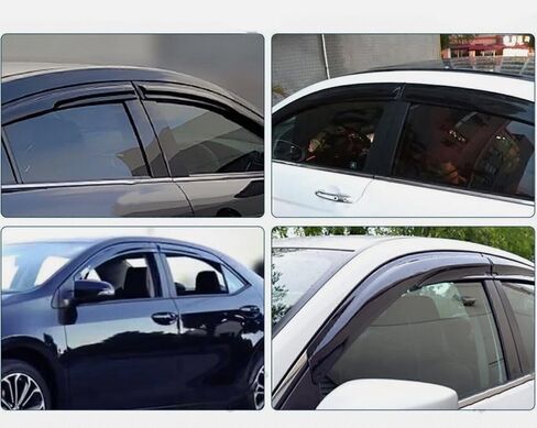 واقيات المطر منحرفة للنوافذ متوافقة مع 2014-2018 Toyota Corolla JDM، 2014 2015 2016 2017 2018، أقنعة نافذة بنمط موجين خارج القناة - 4 قطع، أسود ولامع in Kuwait
