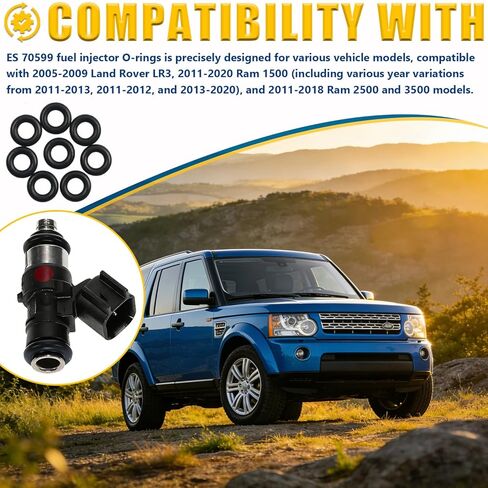 8 قطع ES 70599 حاقن الوقود O-Ring متوافق مع 2005-2009 Land Rover LR3؛ 2011-2020 رام 1500; 2011-2013 رام 1500; 2011-2012 رام 1500; 2013-2020 رام 1500; 2011-2018 رام 2500; 2011-2018 رام 3500 الخ. in Kuwait