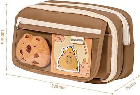 Cute Capybara Pencil Case, Kawaii Pouch Stationery Set, Stationery Pouch Set with Plush Brooch, Pens, Sticky Notes, Keychain, Stickers, whiteout Correction Tape, Large Capacity Multi-layers Pen Case in Kuwait
