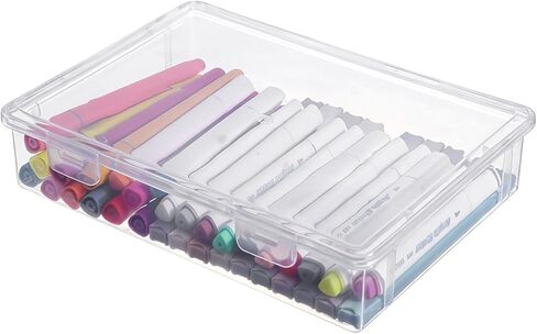 Marker Box, Crayon Boxes Plastic, Large Pencil Box with Latching Lid, Clear Plastic Storage Containers for Art Craft Supply, Crayon, Pencil Boxes, Photos, Washi Tape in Kuwait