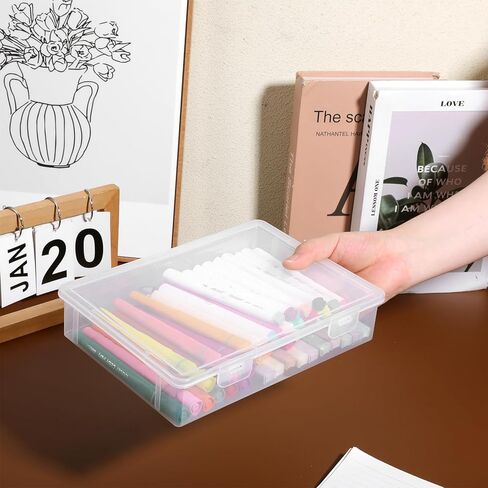 Marker Box, Crayon Boxes Plastic, Large Pencil Box with Latching Lid, Clear Plastic Storage Containers for Art Craft Supply, Crayon, Pencil Boxes, Photos, Washi Tape in Kuwait