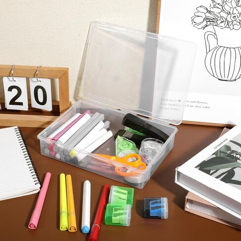 Marker Box, Crayon Boxes Plastic, Large Pencil Box with Latching Lid, Clear Plastic Storage Containers for Art Craft Supply, Crayon, Pencil Boxes, Photos, Washi Tape in Kuwait