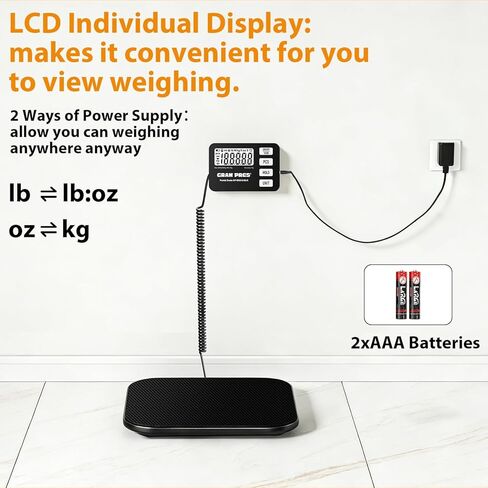 GRAM PRES Shipping Scale 440 lbs/10g Digital Postal Scale with LCD Display, Hold/Tare/Pcs Functions for Packages/Luggage/Post Office/Dog, Battery & USB Cable Included in Kuwait