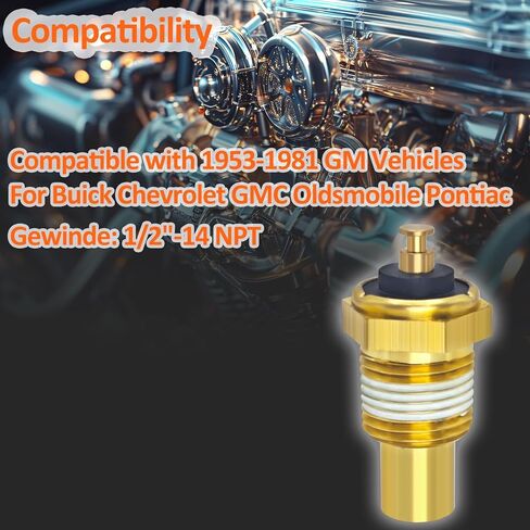 G1852 (12334869) Engine Coolant Temperature Sensor with Pigtail Harness - Compatible with Classic GM Engines for Chevy, Buick, Pontiac, Oldsmobile, Cadillac (1950s-1970s Models) in Kuwait