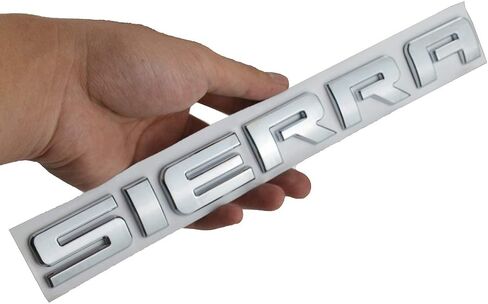 1x Chrome Sierra Emblem FIT GMC Door Rear Tailgate LIFTGATE Badge Letters Name 3D Raised Strong Adhesive Fit for Sierra (Silver) in Kuwait