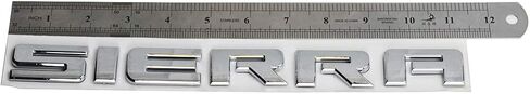 1x Chrome Sierra Emblem FIT GMC Door Rear Tailgate LIFTGATE Badge Letters Name 3D Raised Strong Adhesive Fit for Sierra (Silver) in Kuwait