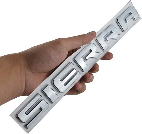 1x Chrome Sierra Emblem FIT GMC Door Rear Tailgate LIFTGATE Badge Letters Name 3D Raised Strong Adhesive Fit for Sierra (Silver) in Kuwait