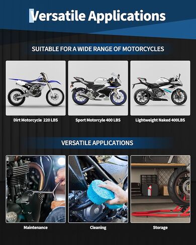 GarveeTech Motorcycle Stand Lift Rear Wheels Lift 450LBS Capacity with U+L Adjustable Swingarm Spool, Black in Kuwait