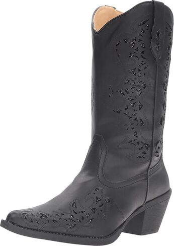 ROPER Womens Alisa Snip Toe Western Cowboy Boots Mid Calf Low Heel 1-2" - Black in Saudi Arabia