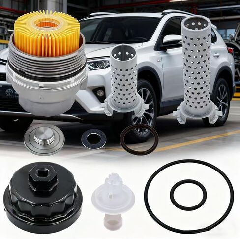 15620-31060 مجموعة غطاء غطاء فلتر الزيت لسيارة Toyota Rav4 Tundra 4Runner Camry Highlander Tacoma Lexus RX350 فلتر زيت ألومنيوم مع قابس تصريف مفتاح الربط، 04152-YZZA1 15643-31050 1562031060 in Kuwait
