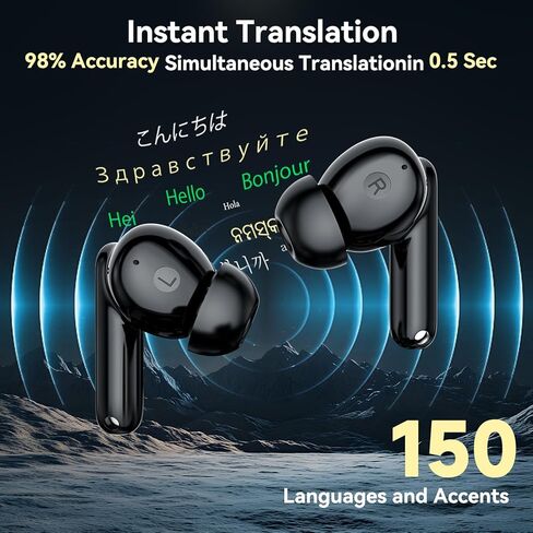 Language Translator Earbuds, Online Translation No Subscription Needed, 3-in-1 Translator Earphones 150 Languages & Accents & 8 Offline Translation Packs Active Noise Cancellation,Transparency in Kuwait