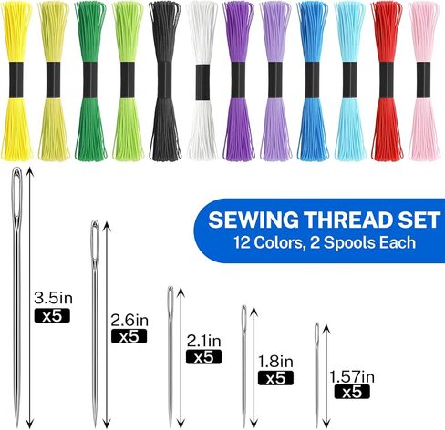 Sashiko Kit, Includes Sashiko Thread, 100% Cotton Fabric, Needle, Thimble, Threader, and Sashiko Pattern Template. Ideal for Sewing Beginners, Mending, and Hand Quilting. in Kuwait