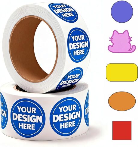 Custom Stickers Roll (1-6,000) Customizable Circle Sticker,– Personalized with Your Image, Photo, Text, or Logo | Waterproof Vinyl Labels for Business Branding in Kuwait