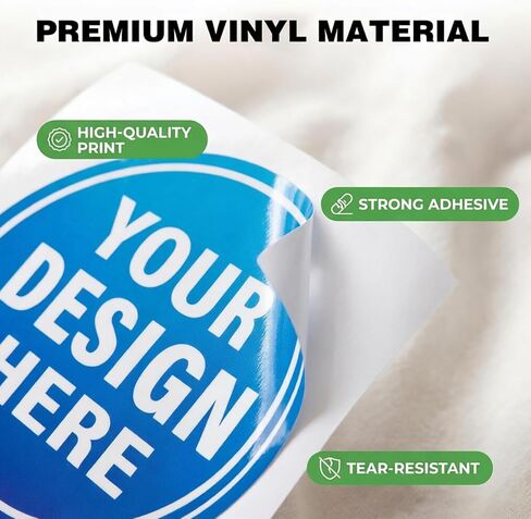 Custom Stickers Roll (1-6,000) Customizable Circle Sticker,– Personalized with Your Image, Photo, Text, or Logo | Waterproof Vinyl Labels for Business Branding in Kuwait