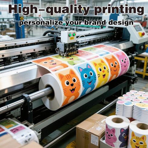 Custom Stickers Roll (1-6,000) Customizable Circle Sticker,– Personalized with Your Image, Photo, Text, or Logo | Waterproof Vinyl Labels for Business Branding in Kuwait