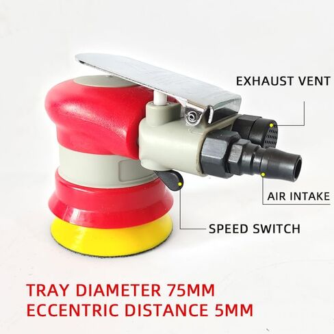 3 Inches,75mm,Pneumatic Orbital Sander,12000RPM Air Powered Random Orbital Polisher for Auto Body Work,Woodworking, and Metal Finishing,Hook and Loop Pad for Sandpaper & Sponge Balls in Kuwait