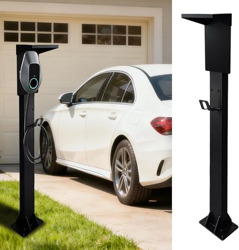 Cold Rolled Steel Charging Station Column with Attached Hook，Upgraded Rain Cover - Weather-Resistant for Outdoor/Indoor Use EV Charge Stand Charging Pillar for Tesla in Kuwait
