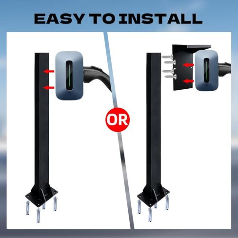 Cold Rolled Steel Charging Station Column with Attached Hook，Upgraded Rain Cover - Weather-Resistant for Outdoor/Indoor Use EV Charge Stand Charging Pillar for Tesla in Kuwait