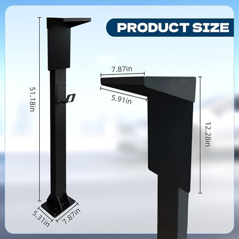 Cold Rolled Steel Charging Station Column with Attached Hook，Upgraded Rain Cover - Weather-Resistant for Outdoor/Indoor Use EV Charge Stand Charging Pillar for Tesla in Kuwait
