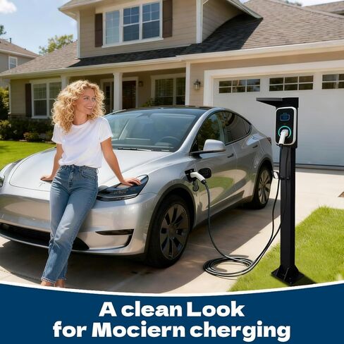 Cold Rolled Steel Charging Station Column with Attached Hook，Upgraded Rain Cover - Weather-Resistant for Outdoor/Indoor Use EV Charge Stand Charging Pillar for Tesla in Kuwait