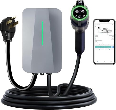 شاحن EV من المستوى 2 48A.240VHome EV لـ J1772، NEMA 14-50 Plug (40A) أو سلك صلب، كابل 25FT، مقاوم للماء IP65، داخلي/خارجي in Kuwait