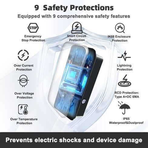 شاحن EV من المستوى 2 48A.240VHome EV لـ J1772، NEMA 14-50 Plug (40A) أو سلك صلب، كابل 25FT، مقاوم للماء IP65، داخلي/خارجي in Kuwait