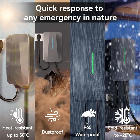 شاحن EV من المستوى 2 48A.240VHome EV لـ J1772، NEMA 14-50 Plug (40A) أو سلك صلب، كابل 25FT، مقاوم للماء IP65، داخلي/خارجي in Kuwait