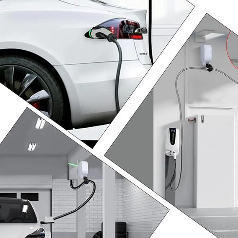 ضام كابل شاحن EV عالمي، نظام إدارة الكابلات المثبت على الحائط، يعمل مع كابلات شحن EV بقطر 20-25 مم/0.78-0.98 بوصة، أبيض in Kuwait