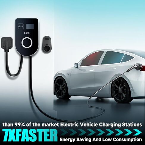 Level 2 EV Charger 48Amp 240V, 16.5ft Cable, EVSE w/ J1772 Connector, NEMA 14-50 Plug, WiFi Enabled, Smart Display, RFID Card Electric Car Charger in Kuwait