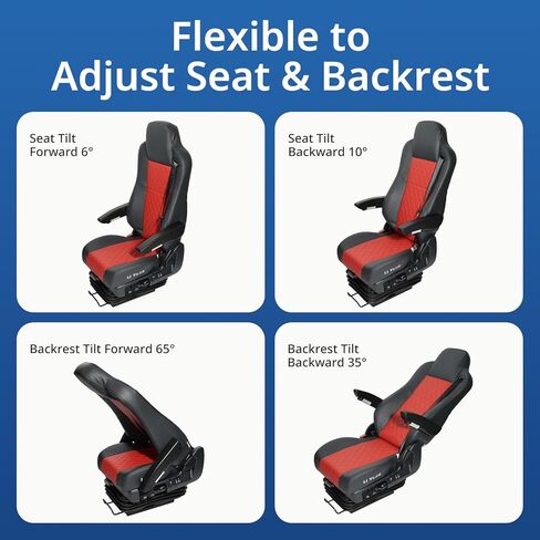 High Soar Universal Truck Seat with Armrest Damping Adjustment Air Suspension Driver Seat LH Compatible with Peterbilt Kenworth Freightliner International Heavy-Duty Trucks Accessories in Kuwait