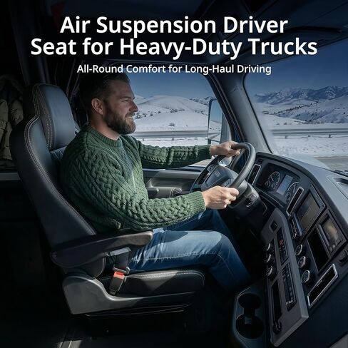 High Soar Universal Truck Seat with Armrest Damping Adjustment Air Suspension Driver Seat LH Compatible with Peterbilt Kenworth Freightliner International Heavy-Duty Trucks Accessories in Kuwait