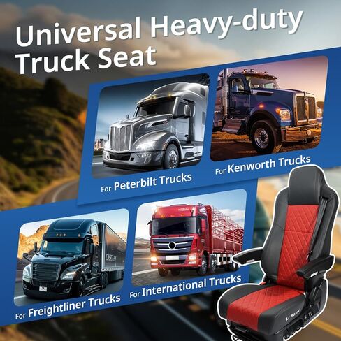 High Soar Universal Truck Seat with Armrest Damping Adjustment Air Suspension Driver Seat LH Compatible with Peterbilt Kenworth Freightliner International Heavy-Duty Trucks Accessories in Kuwait