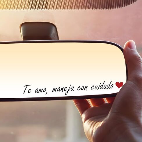 3 قطع ملصق مرآة Te Amo Maneja Con Cuidado، ملصق مرآة إسباني I Love You Drive Safe - ملصق مرآة مرآة الرؤية الجانبية والخلفية الجميلة للسيارات، هدايا تذكير ملهمة بالأشعة فوق البنفسجية DTF in Kuwait