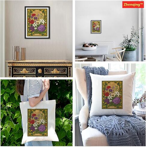 Zhenqing Vintage Wildflowers Cross Stitch Kit - 11CT 28x38cm Full Coverage Embroidery with Pre-Printed Pattern, No Hoop Needed for Beginners(70353) in Kuwait