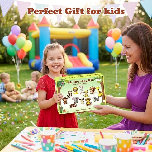 Kids Air Dry Clay Kit – 12 Animal Sculpting Set with Tools & Tutorials | Safe, Ultra-Light, No-Bake Clay | STEM Art Gift for Ages 3+ in Kuwait