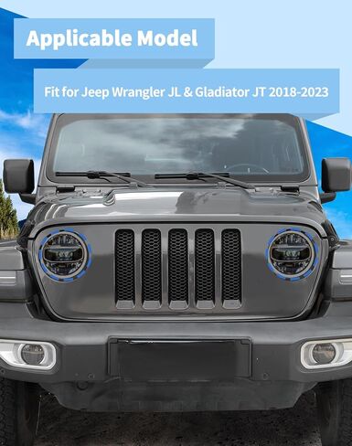 غطاء المصباح الأمامي المدخن Voodona متوافق مع Jeep Wrangler JL & Gladiator JT 2018-2023، أسود مدخن in Kuwait