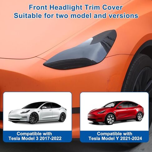 Front Headlight Covers Compatible with Tesla Model 3/Y 2017-2024 Accessories Front Head Lights Lamp Lenses Cover Trim Decoration Kits, ABS Headlight Protector Guard Accessories in Kuwait