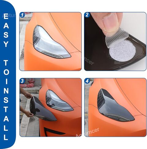 Front Headlight Covers Compatible with Tesla Model 3/Y 2017-2024 Accessories Front Head Lights Lamp Lenses Cover Trim Decoration Kits, ABS Headlight Protector Guard Accessories in Kuwait