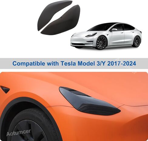 Front Headlight Covers Compatible with Tesla Model 3/Y 2017-2024 Accessories Front Head Lights Lamp Lenses Cover Trim Decoration Kits, ABS Headlight Protector Guard Accessories in Kuwait