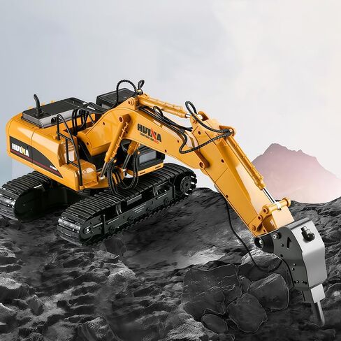 Gemini&Genius Drill Excavator Toys for Kids, Heavy Duty Construction Vehicle Toy 1:50 Scale Hammer Digger, Driller Car Toy, Alloy Model with Moveable Joints and 360° Rotatable Table in Kuwait