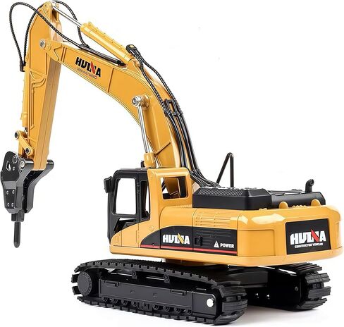 Gemini&Genius Drill Excavator Toys for Kids, Heavy Duty Construction Vehicle Toy 1:50 Scale Hammer Digger, Driller Car Toy, Alloy Model with Moveable Joints and 360° Rotatable Table in Kuwait