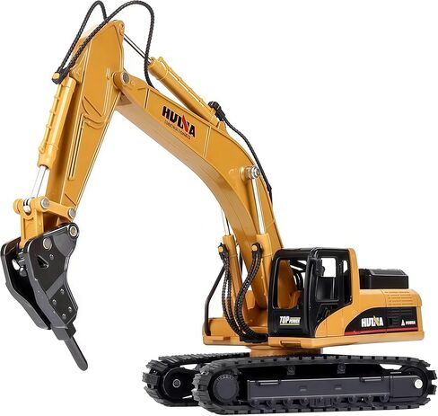 Gemini&Genius Drill Excavator Toys for Kids, Heavy Duty Construction Vehicle Toy 1:50 Scale Hammer Digger, Driller Car Toy, Alloy Model with Moveable Joints and 360° Rotatable Table in Kuwait