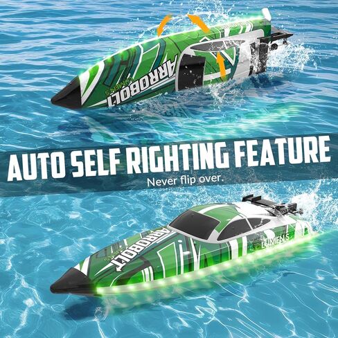 Brushless RC Boat - Remote Control Boats for Adults with LED Lights Racing Boats for Pool&Lakes,2.4GHz RC High Speeding Summer Water Toy (Green) in Kuwait