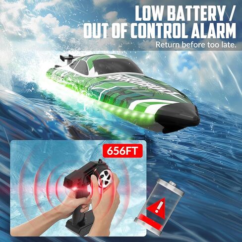 Brushless RC Boat - Remote Control Boats for Adults with LED Lights Racing Boats for Pool&Lakes,2.4GHz RC High Speeding Summer Water Toy (Green) in Kuwait