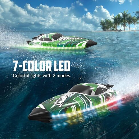 Brushless RC Boat - Remote Control Boats for Adults with LED Lights Racing Boats for Pool&Lakes,2.4GHz RC High Speeding Summer Water Toy (Green) in Kuwait