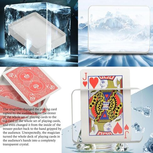 Sumrica Magic Deck Glass Card Deck Ice Bound Card خدع سحرية، بطاقات للتحايل، بطاقة أوهام سحرية الدعائم ملحقات الساحر (8.8 سم × 6.3 سم × 1.5 سم) in Kuwait
