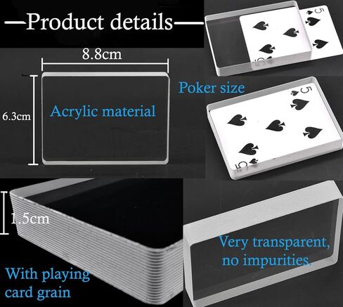 Sumrica Magic Deck Glass Card Deck Ice Bound Card خدع سحرية، بطاقات للتحايل، بطاقة أوهام سحرية الدعائم ملحقات الساحر (8.8 سم × 6.3 سم × 1.5 سم) in Kuwait